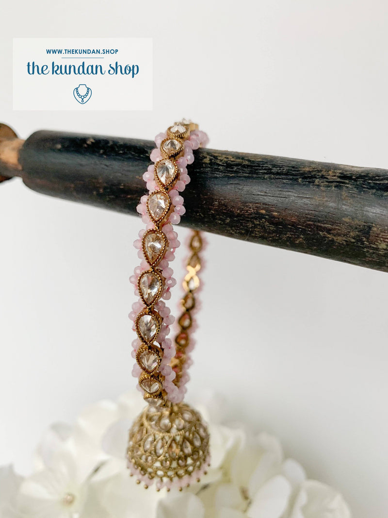Single Jhumki Polki Bangle in Pink Bangles THE KUNDAN SHOP 