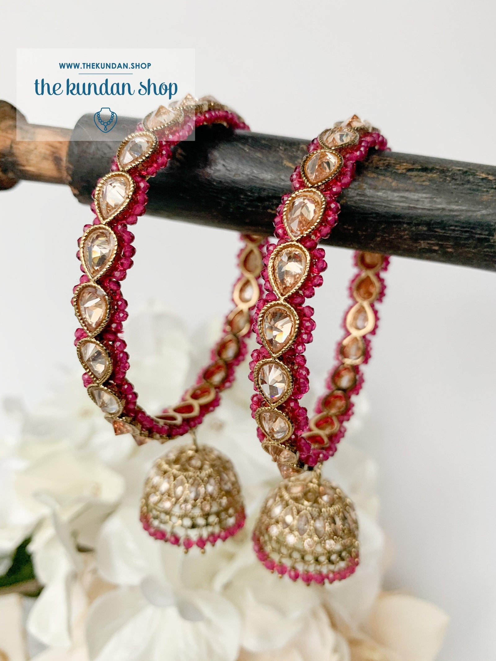 Single Jhumki Polki Bangle in Red Bangles THE KUNDAN SHOP 
