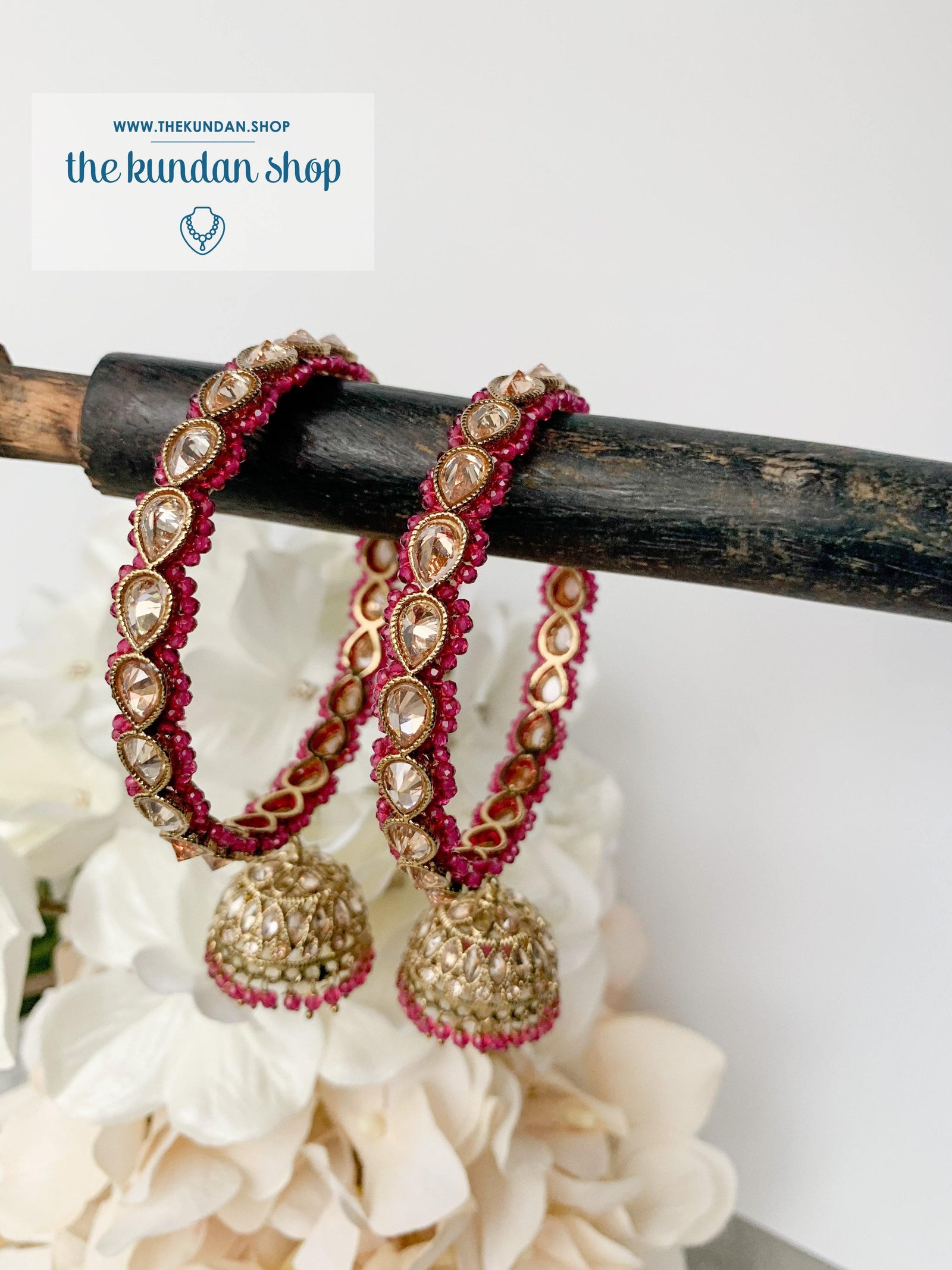 Single Jhumki Polki Bangle in Red Bangles THE KUNDAN SHOP 