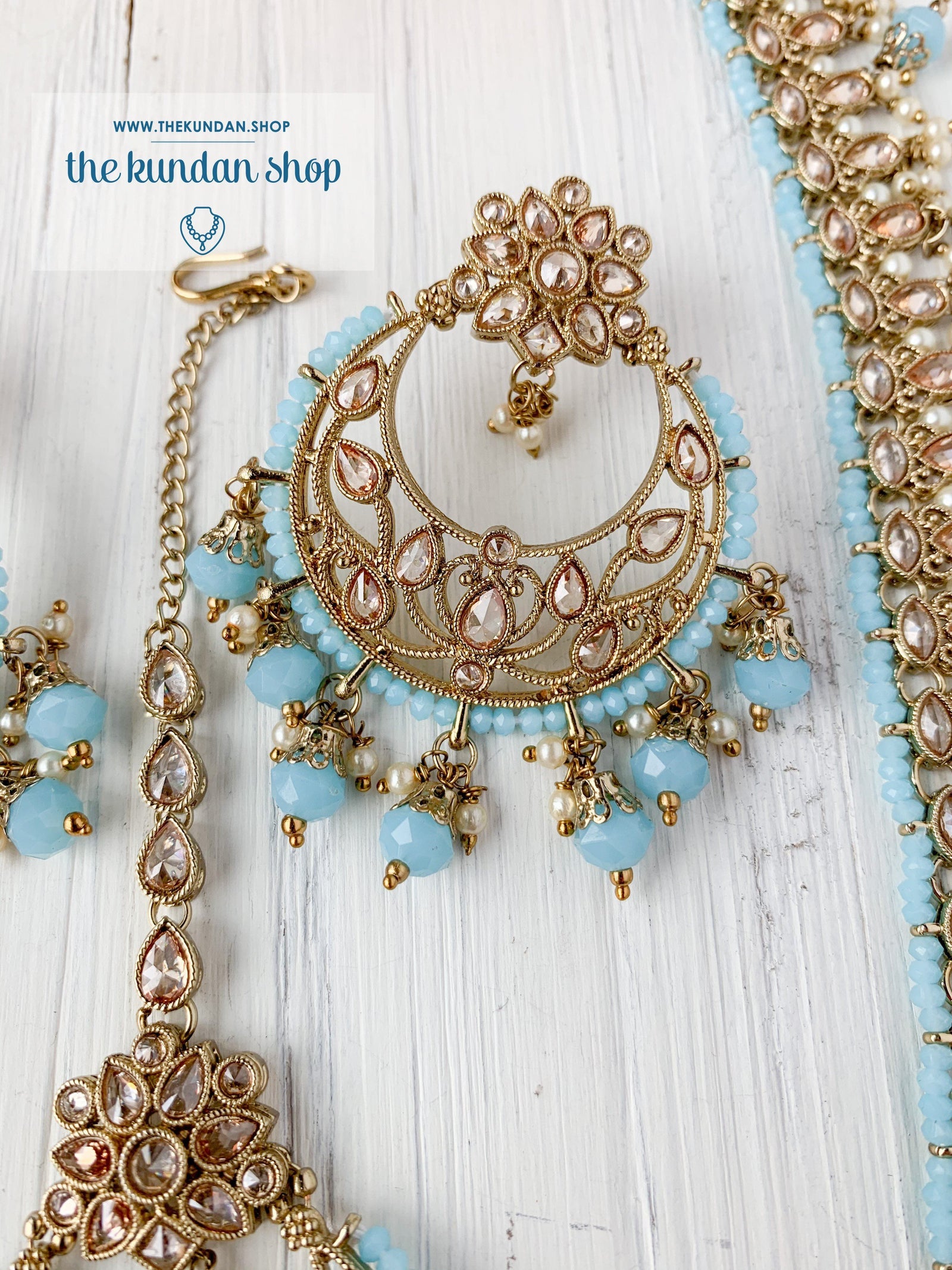 Vigorous in Feroza Blue Necklace Sets THE KUNDAN SHOP 