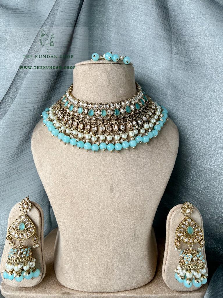 Influential in Sky Blue Necklace Sets THE KUNDAN SHOP 
