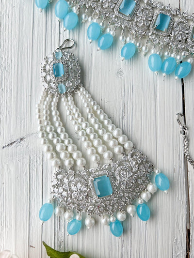 Exquisite in Silver & Feroza Necklace Sets THE KUNDAN SHOP 