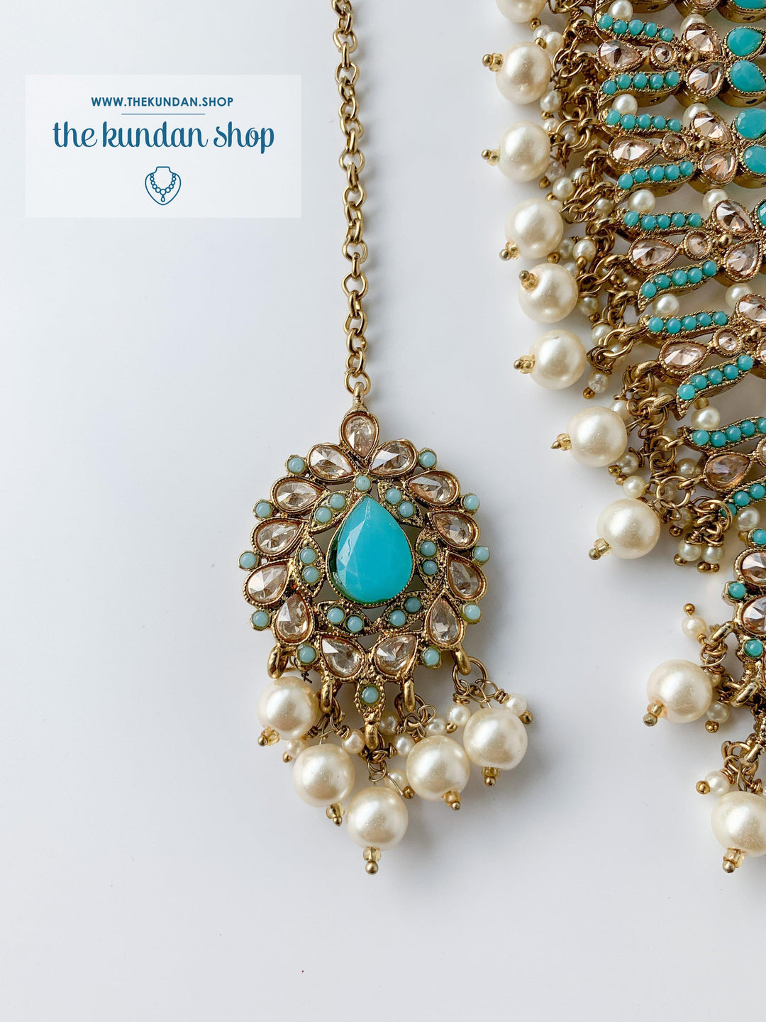 Veiled in Polki, in Feroza Blue Necklace Sets THE KUNDAN SHOP 