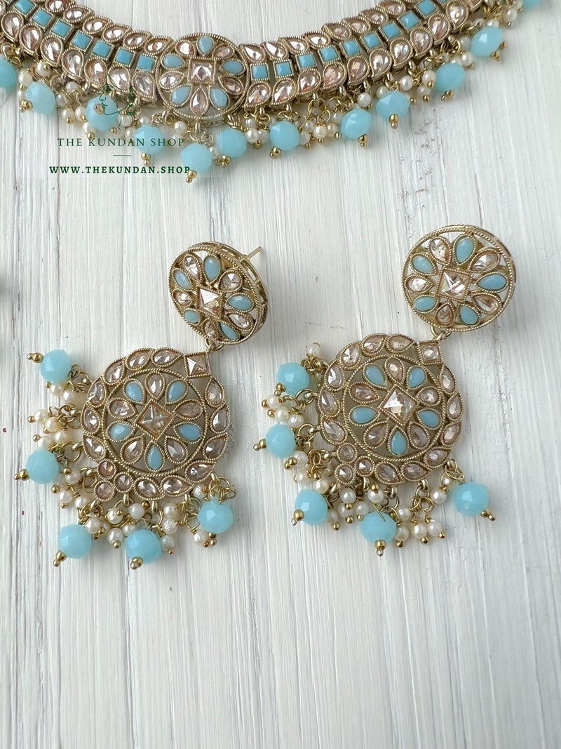 Sundown in Feroza Blue Necklace Sets THE KUNDAN SHOP 