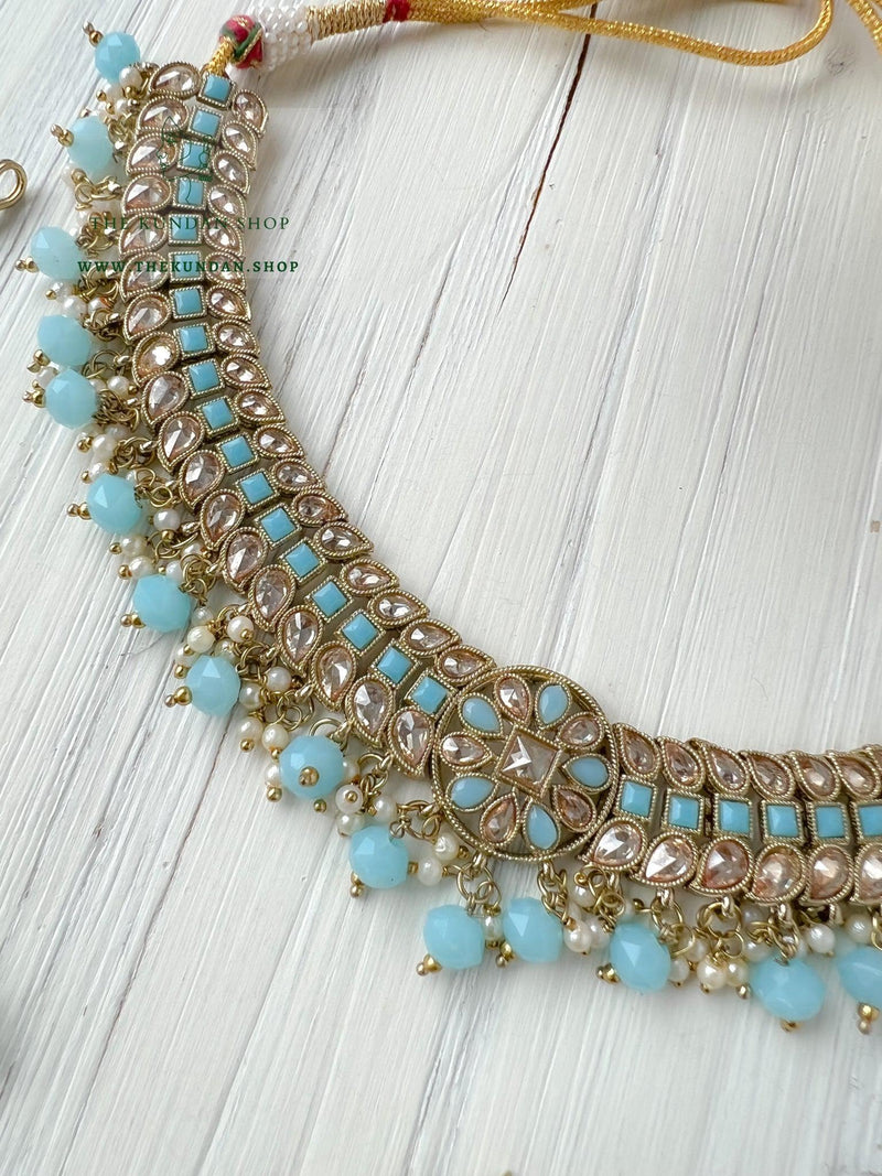 Sundown in Feroza Blue Necklace Sets THE KUNDAN SHOP 