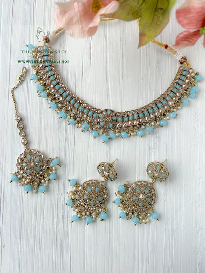 Sundown in Feroza Blue Necklace Sets THE KUNDAN SHOP 