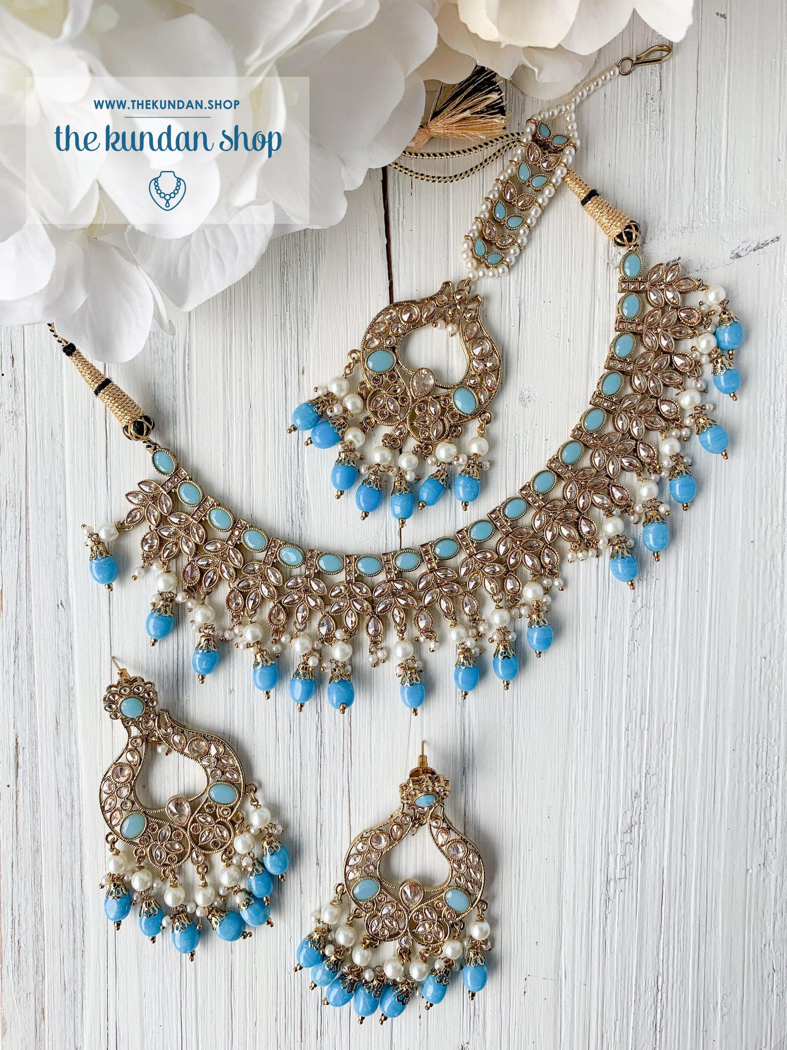 Runaway in Sky Blue Necklace Sets THE KUNDAN SHOP 
