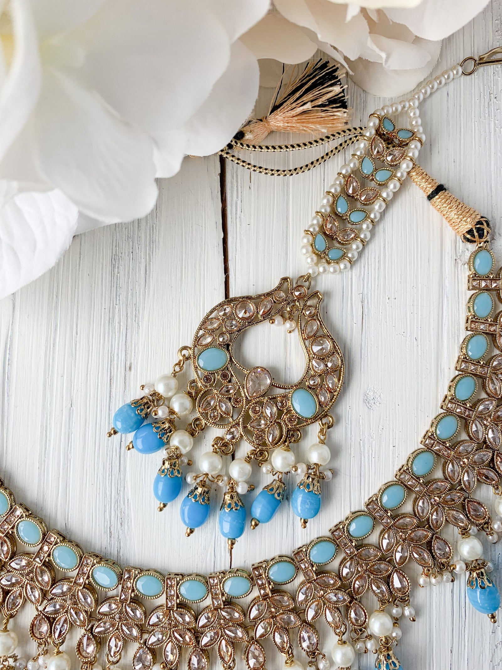 Runaway in Sky Blue Necklace Sets THE KUNDAN SHOP 