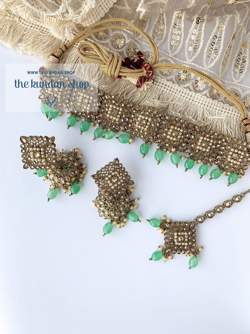 Chasing the Sunset - Mint, Necklace Sets - THE KUNDAN SHOP