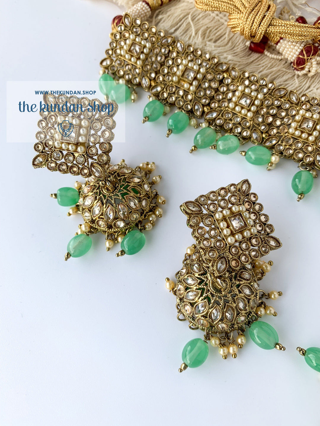 Chasing the Sunset - Mint, Necklace Sets - THE KUNDAN SHOP