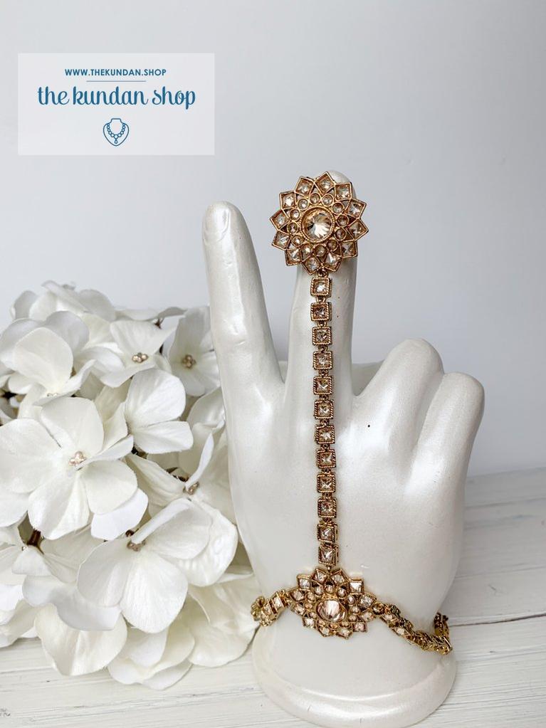 Stars & Floral Polki Hand Harness Rings THE KUNDAN SHOP 