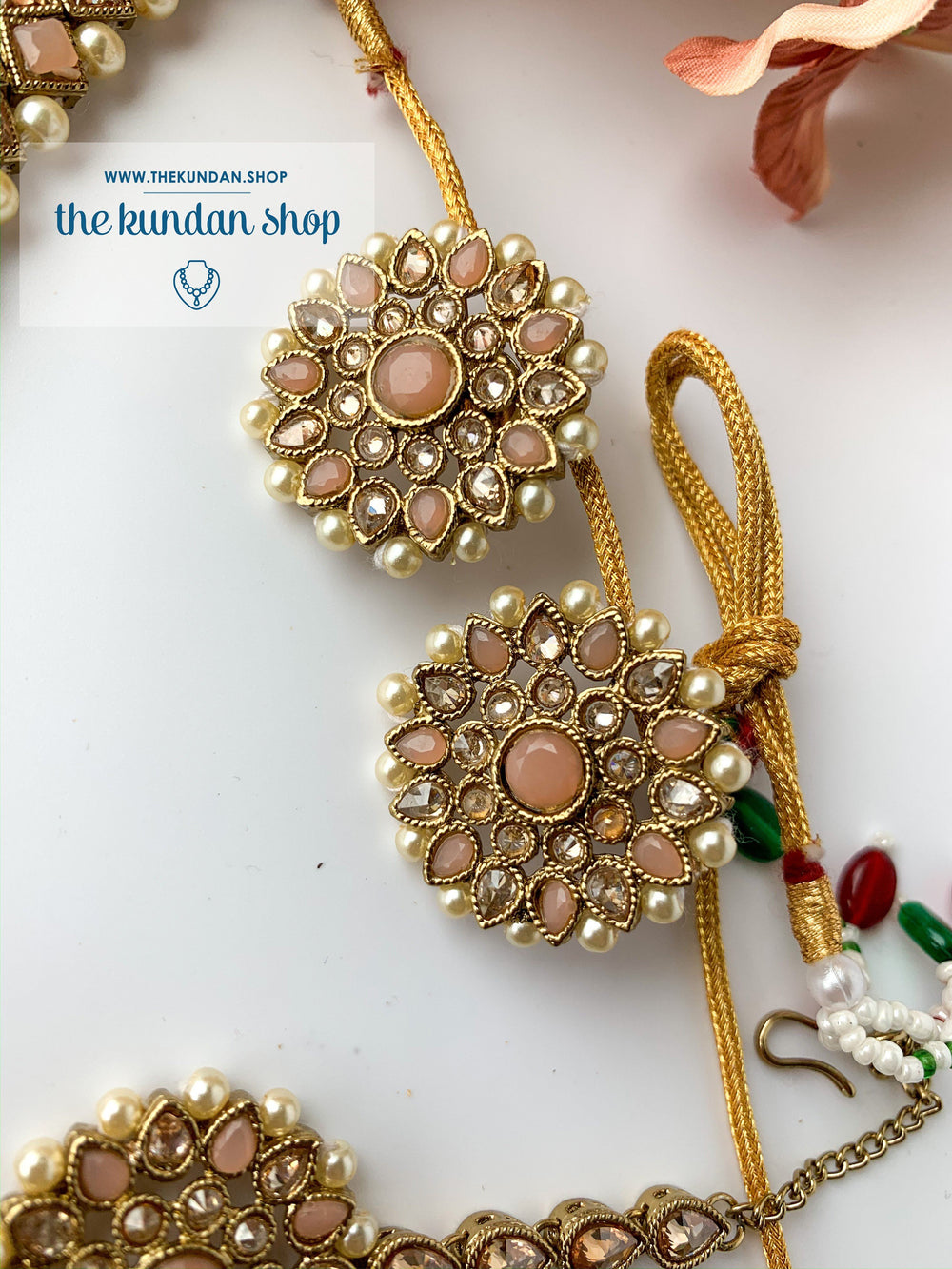 Full Bloom - Peach, Necklace Sets - THE KUNDAN SHOP