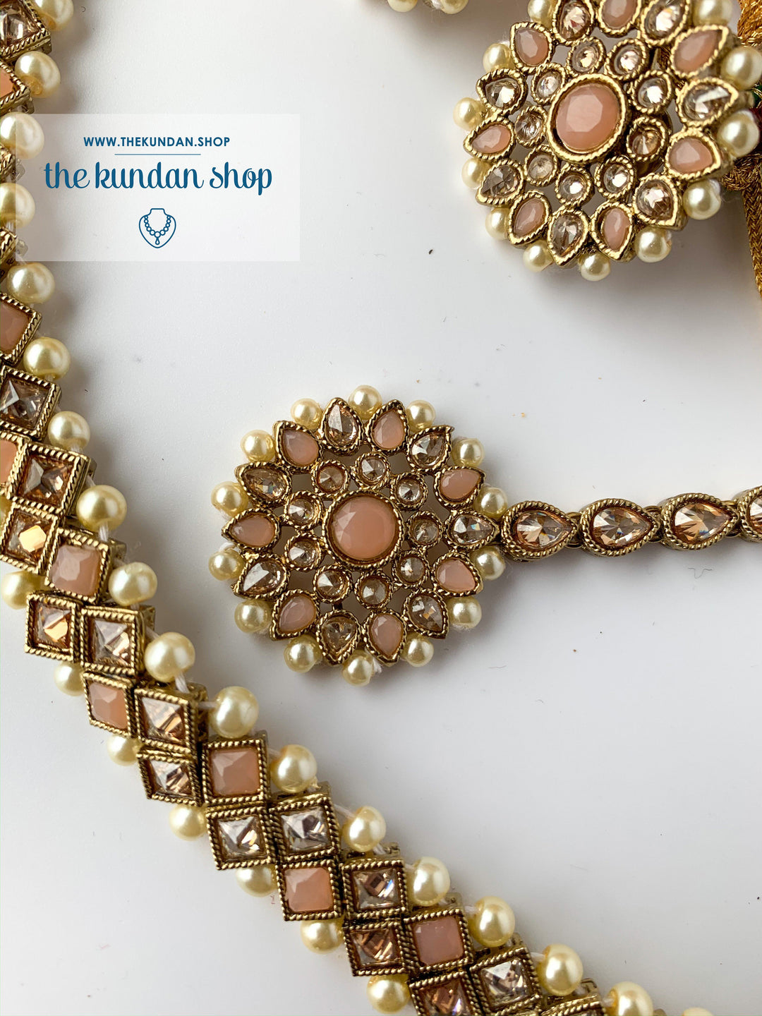 Full Bloom - Peach, Necklace Sets - THE KUNDAN SHOP