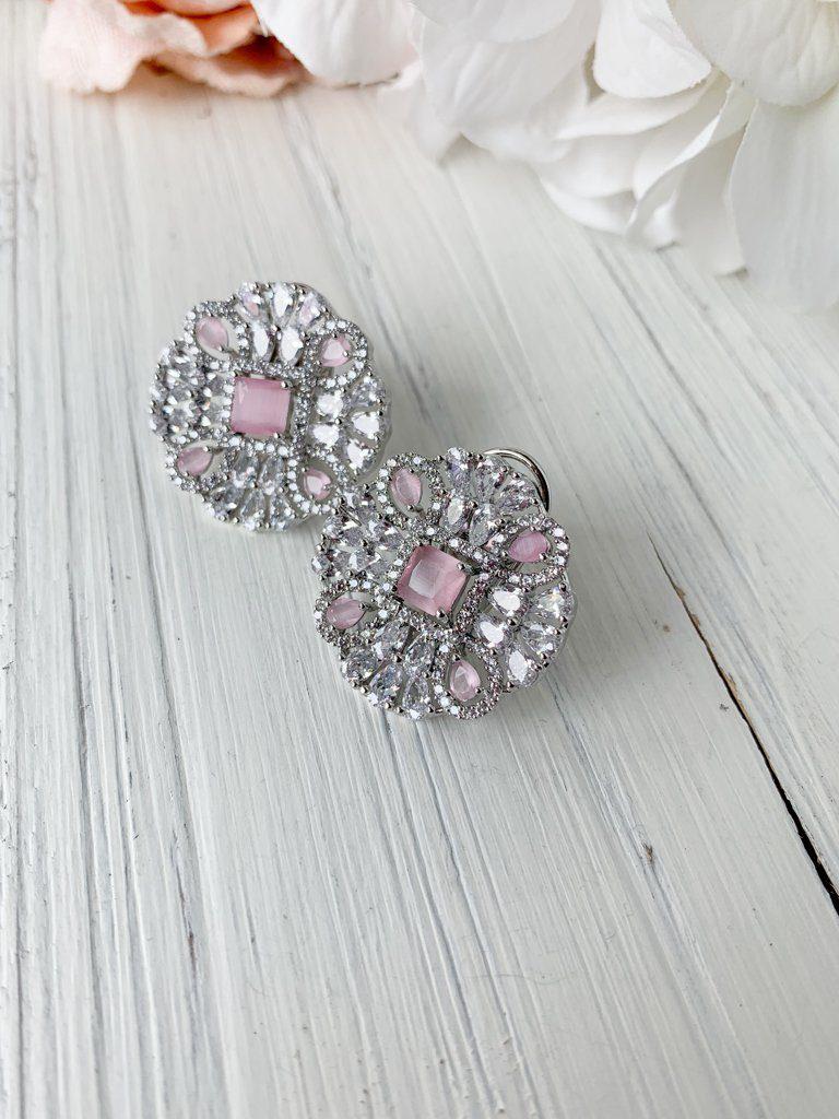 Take Notice Earrings THE KUNDAN SHOP Silver Pink 