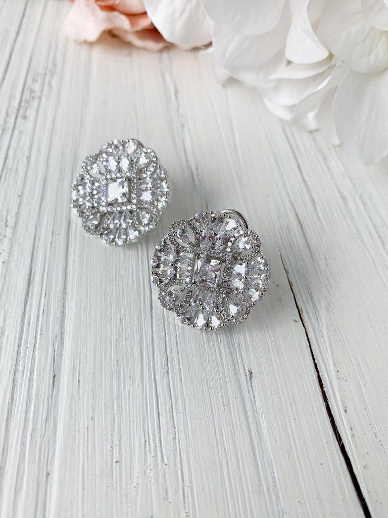 Take Notice Earrings THE KUNDAN SHOP Silver Clear 