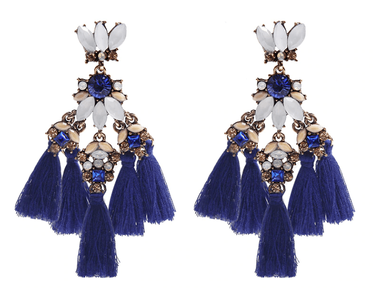 Statement Tassel - Blue, Earrings - THE KUNDAN SHOP
