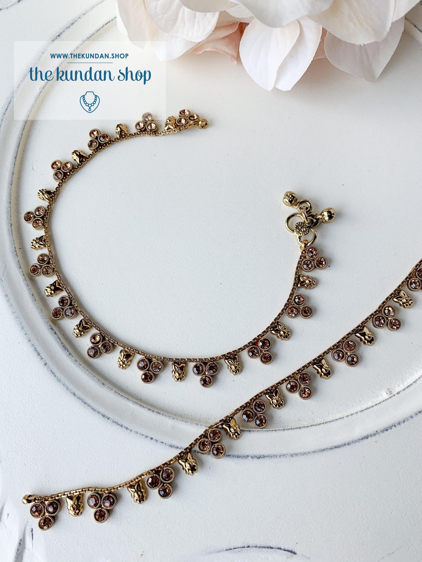 Rhinestone Trio Anklets, Anklets - THE KUNDAN SHOP
