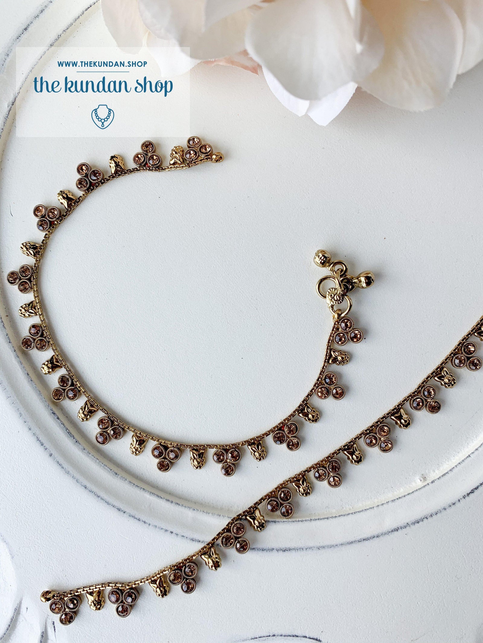 Rhinestone Trio Anklets, Anklets - THE KUNDAN SHOP