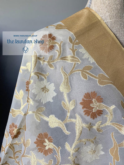 Counting the Days - Cream & Gold, Dupatta - THE KUNDAN SHOP