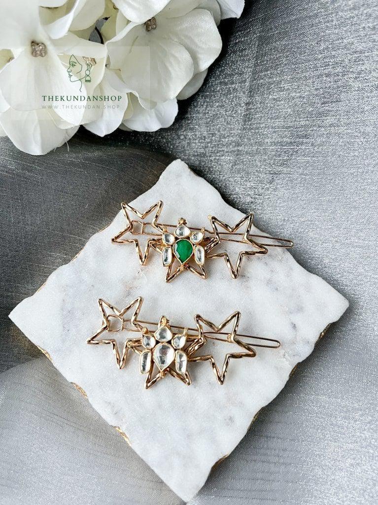 Starry Eyed Hair Pin Hair Pins THE KUNDAN SHOP Clear Stone 