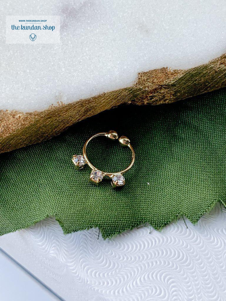 Triple Stone Clip On Nose Ring 2.0 Naath THE KUNDAN SHOP 