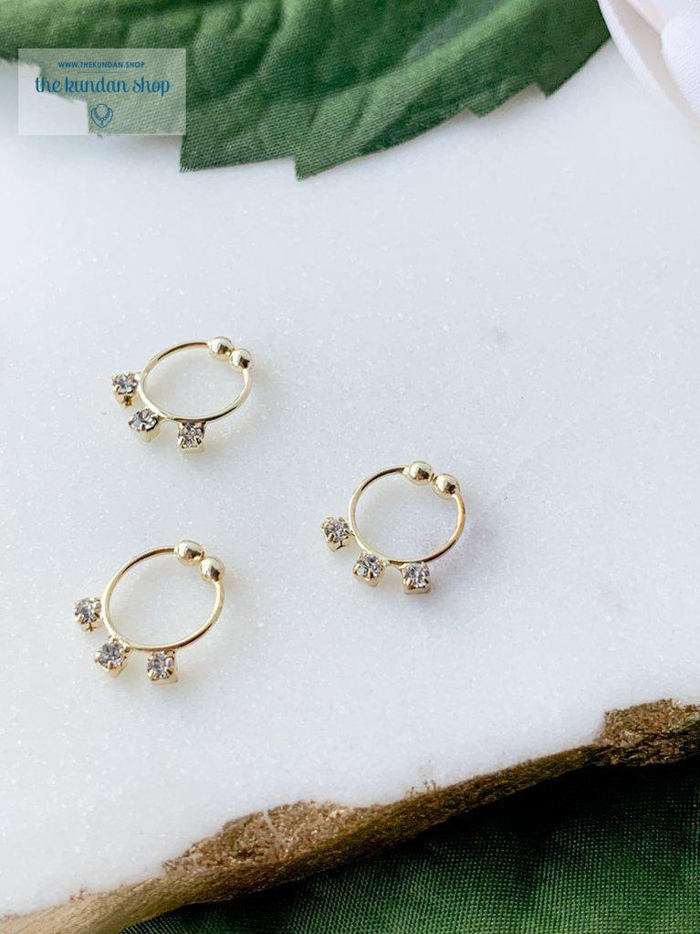 Triple Stone Clip On Nose Ring 2.0 Naath THE KUNDAN SHOP 