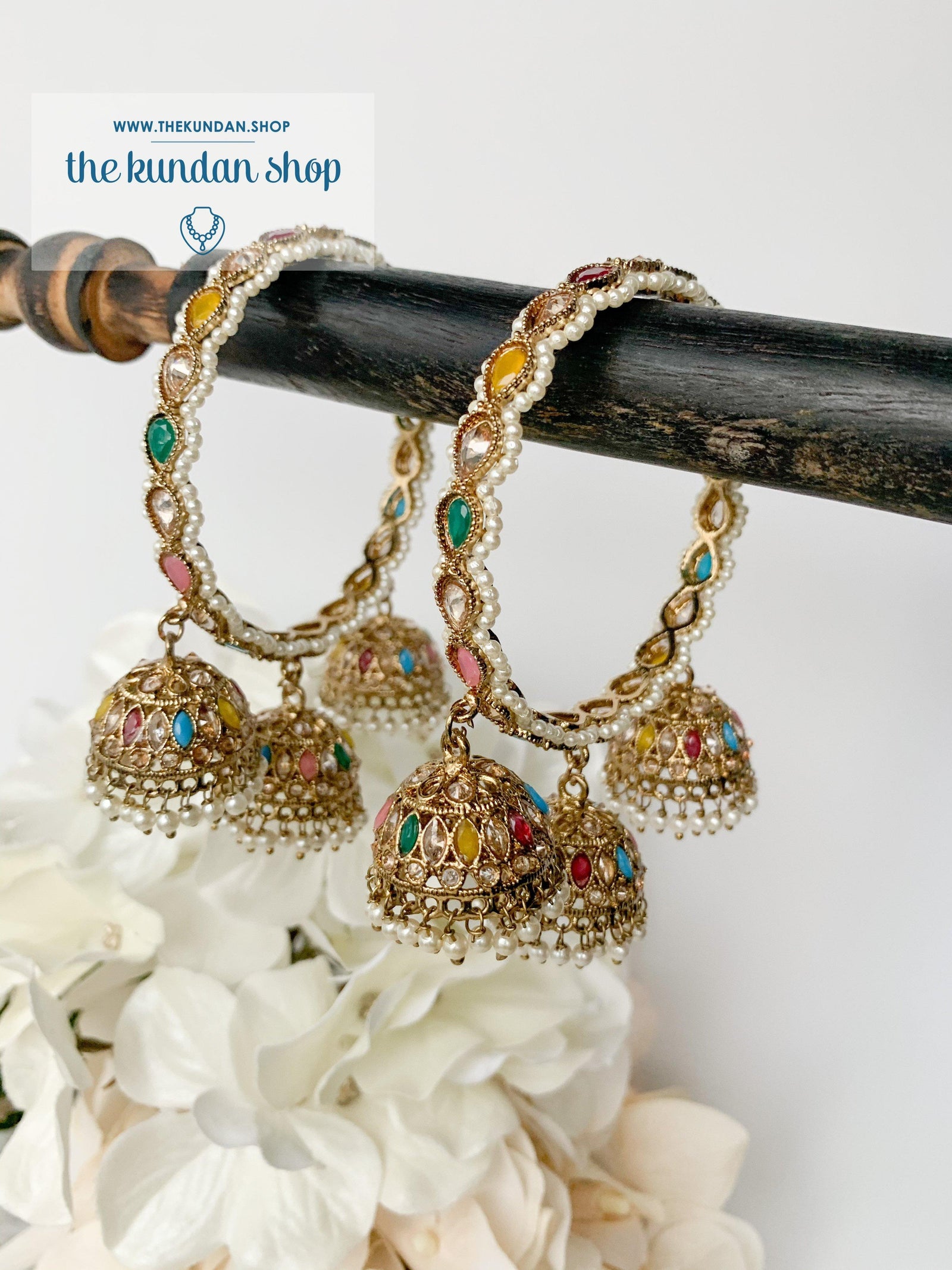 Triple Jhumki Polki Bangle in Multi Bangles THE KUNDAN SHOP 