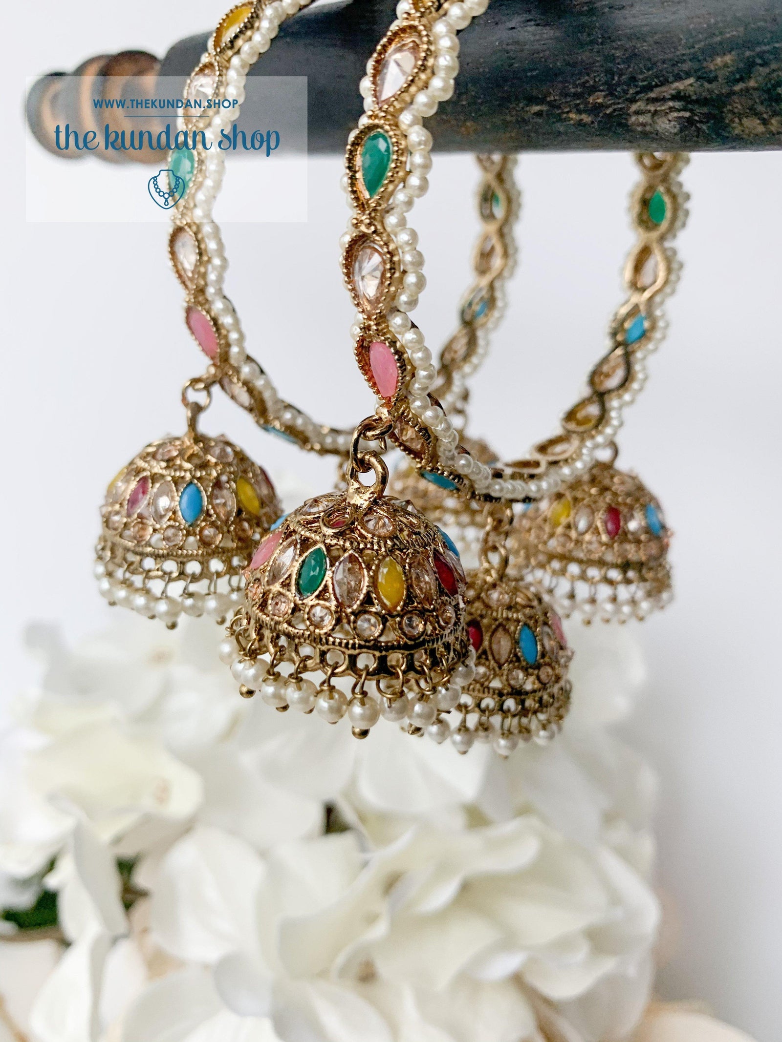 Triple Jhumki Polki Bangle in Multi Bangles THE KUNDAN SHOP 