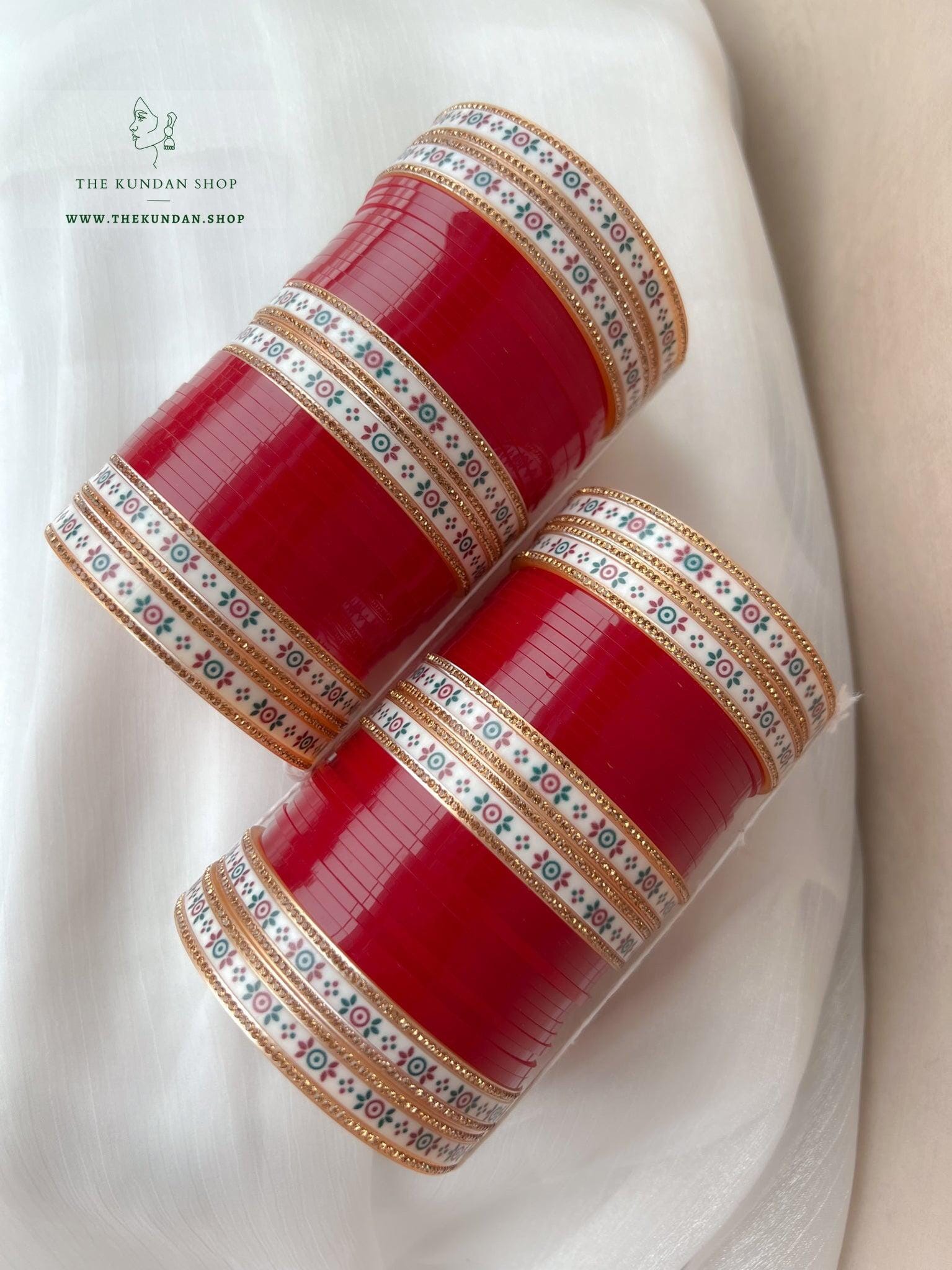 Distinct Bindi Chooda in Cherry Red Bangles THE KUNDAN SHOP 