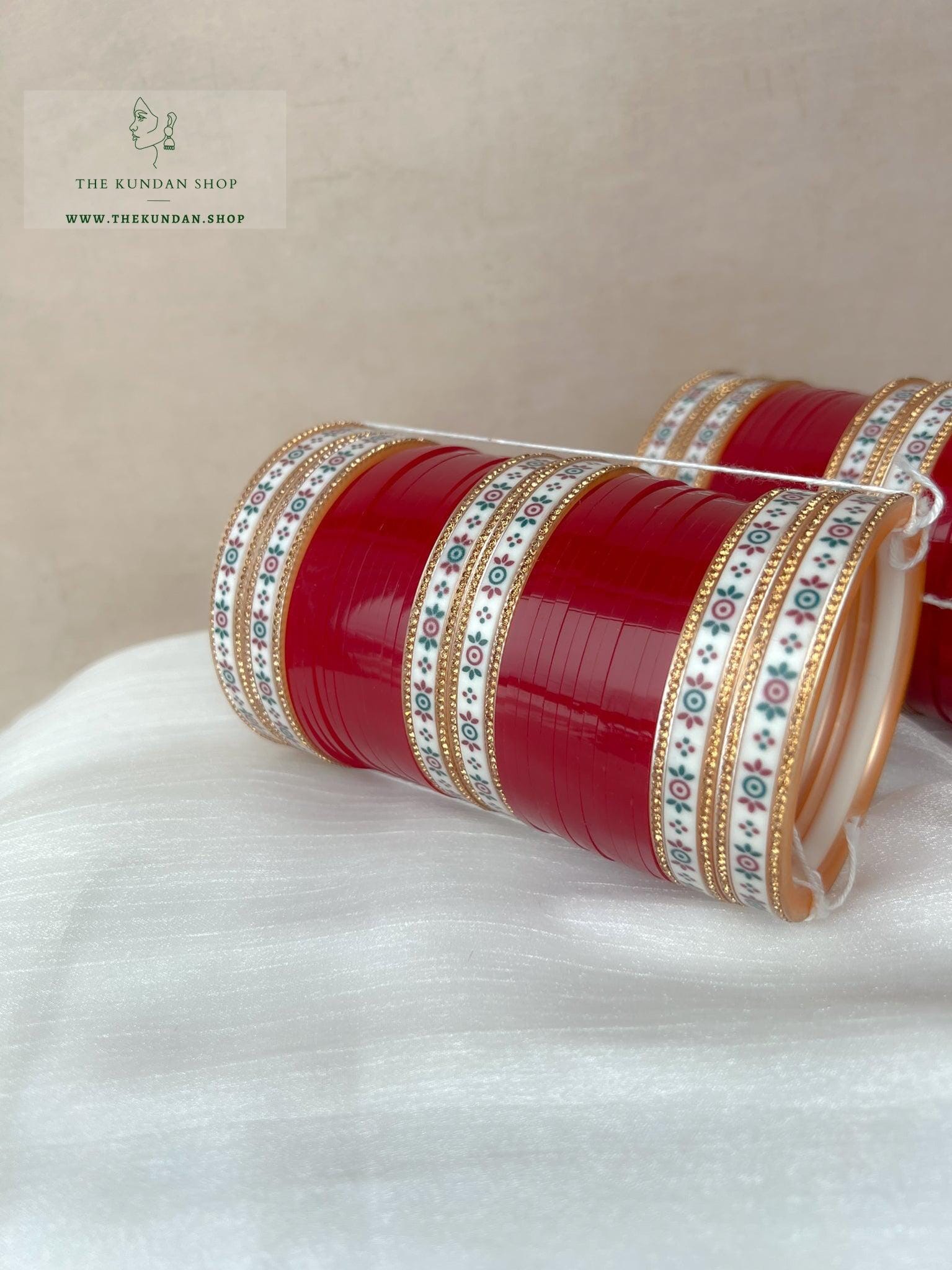 Distinct Bindi Chooda in Cherry Red Bangles THE KUNDAN SHOP 