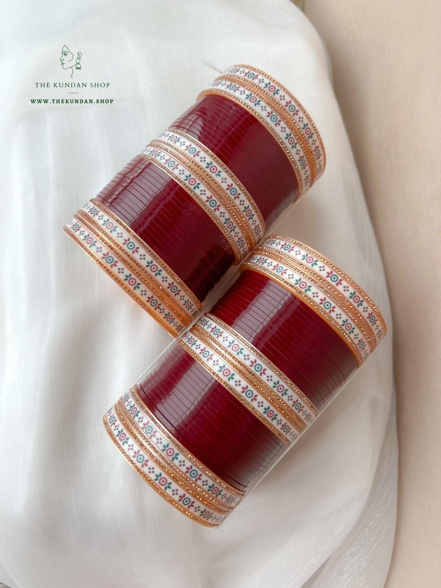 Distinct Bindi Chooda in Maroon Bangles THE KUNDAN SHOP 