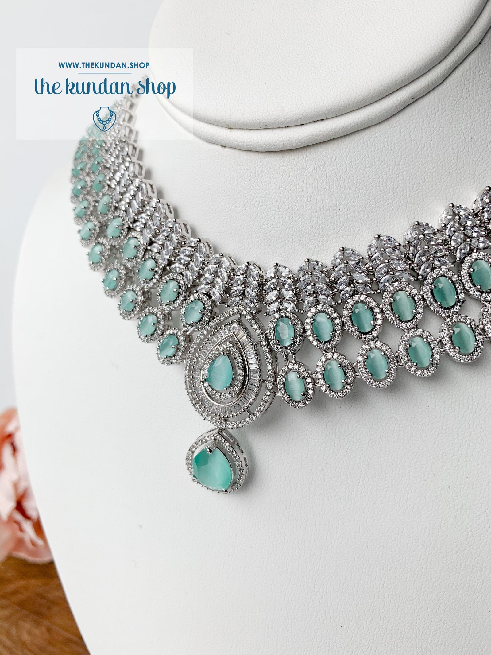 Veiled in Mint Necklace Sets THE KUNDAN SHOP 