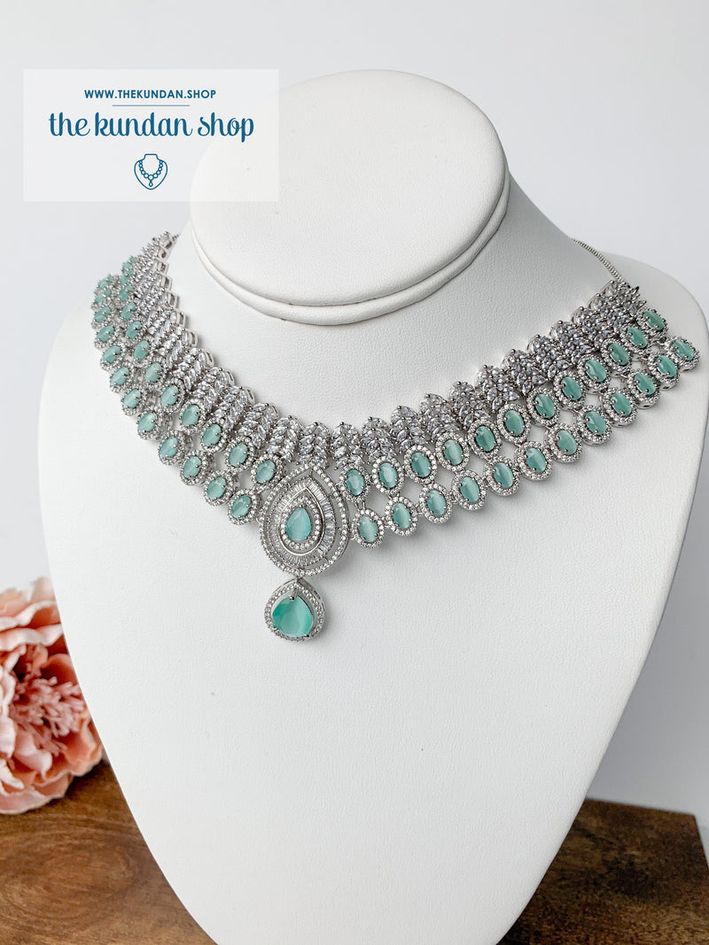 Veiled in Mint Necklace Sets THE KUNDAN SHOP 