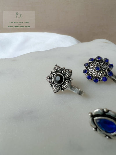 Oxidized Nose Pin - Various Designs Naath THE KUNDAN SHOP Floral 
