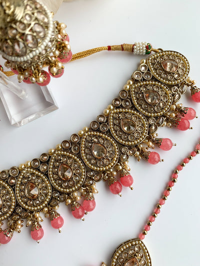 Ideal in Watermelon Pink Necklace Sets THE KUNDAN SHOP 