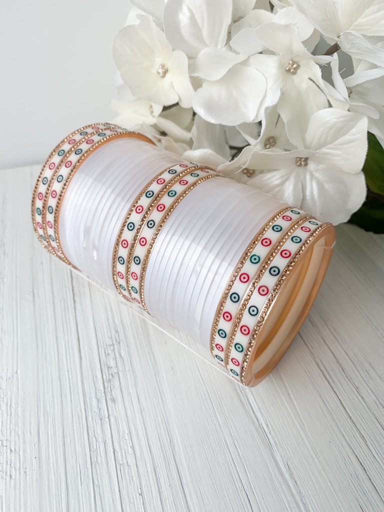 Classic Chooda in White Bangles THE KUNDAN SHOP 