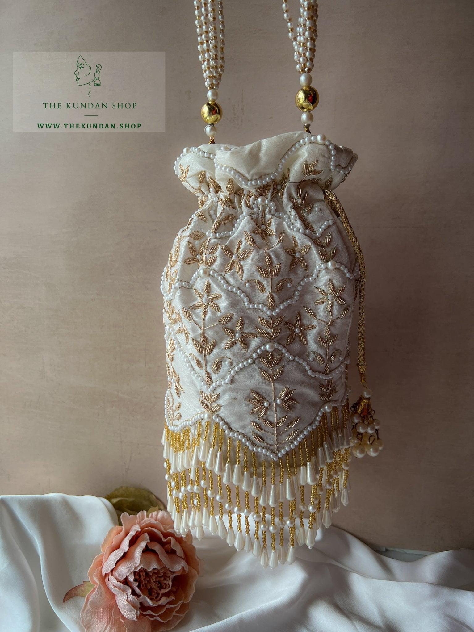 The Downfall Potli in White Clutch THE KUNDAN SHOP 