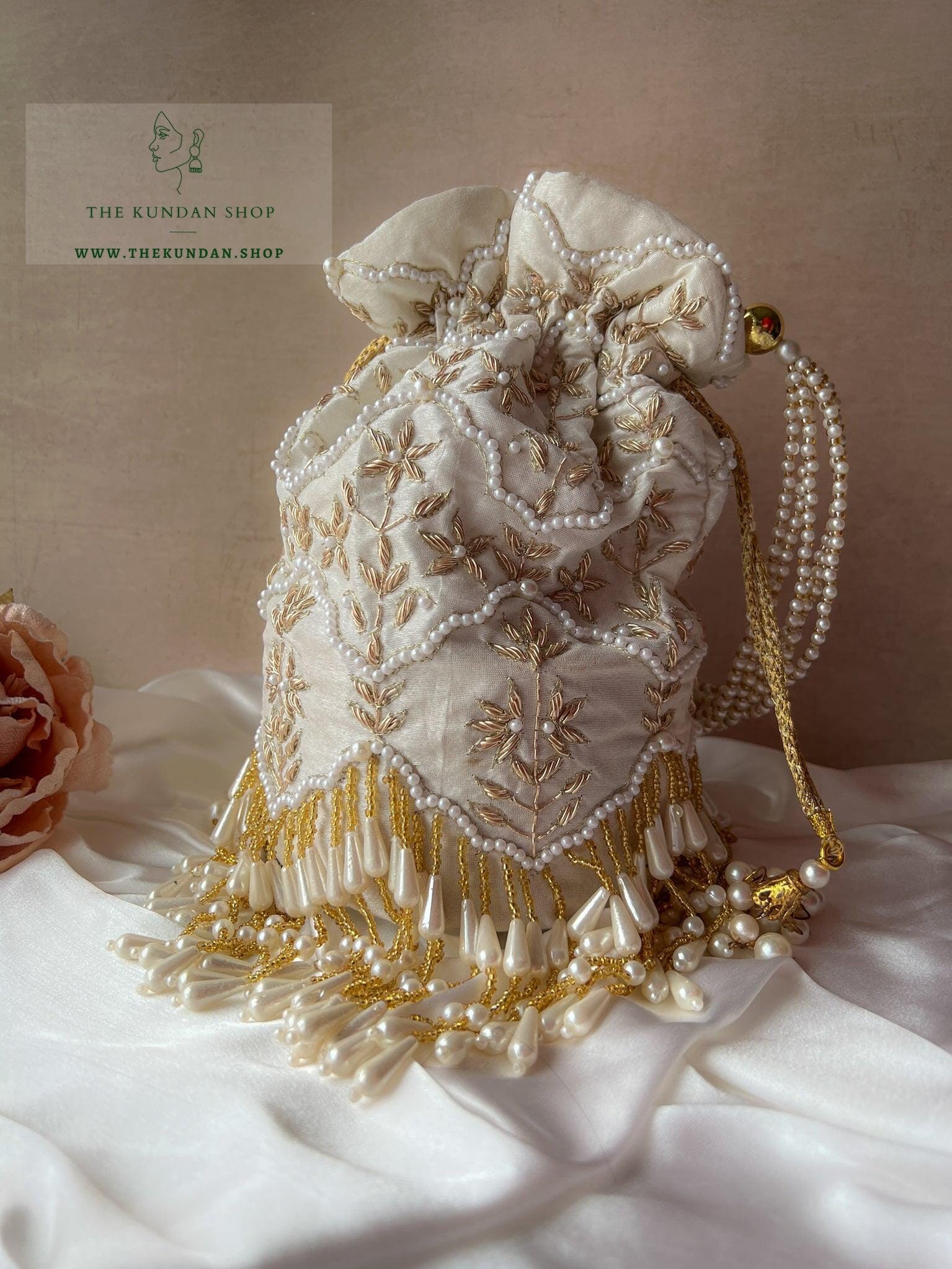 The Downfall Potli in White Clutch THE KUNDAN SHOP 