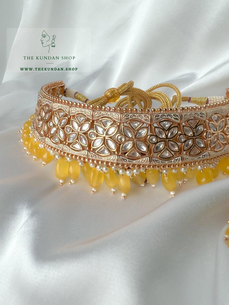Dynasty Choker in Yellow Necklace Sets THE KUNDAN SHOP 