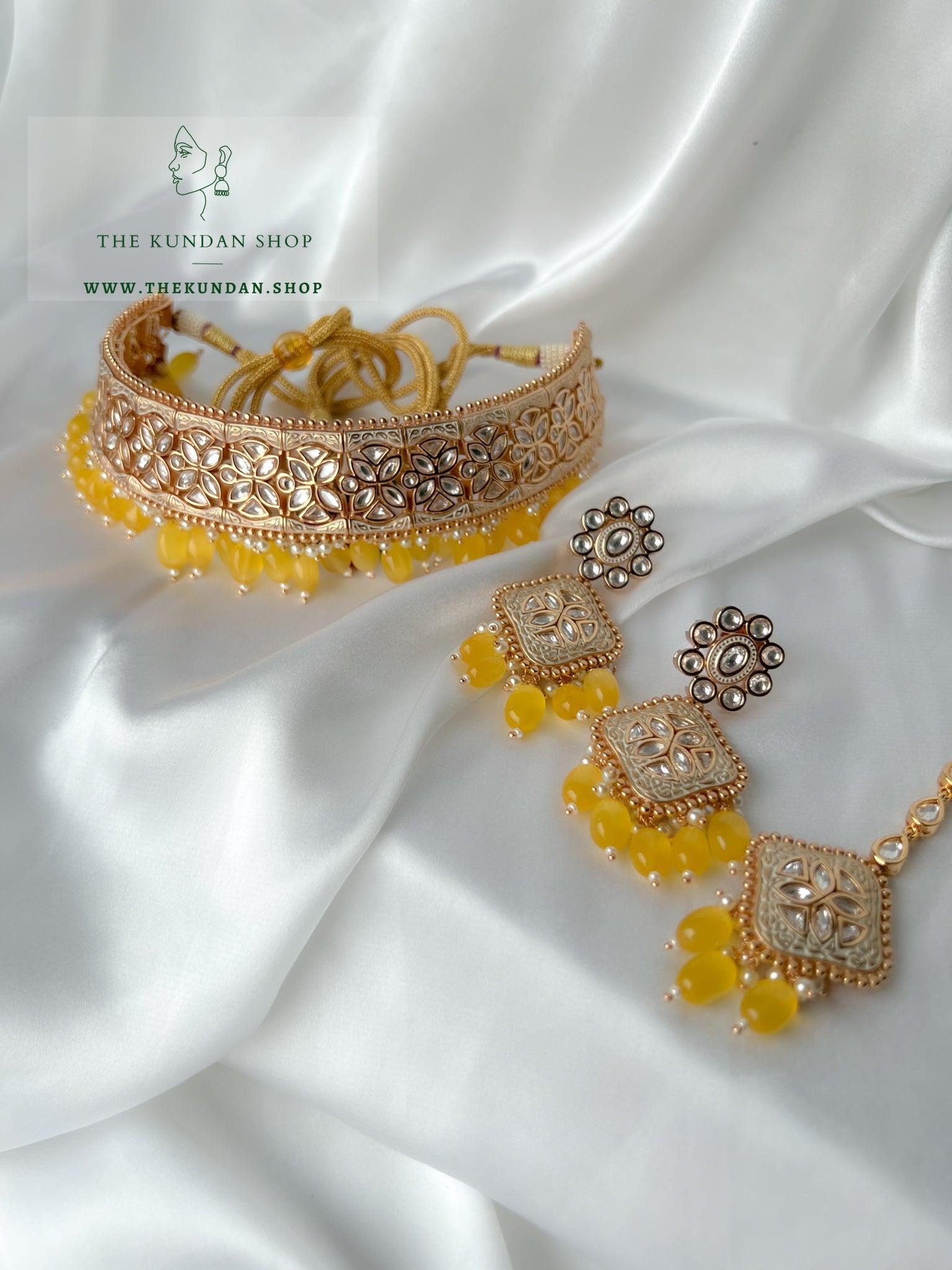 Dynasty Choker in Yellow Necklace Sets THE KUNDAN SHOP 