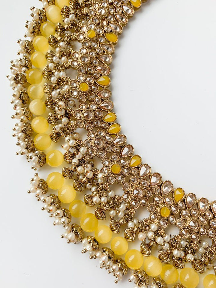Moderate in Yellow Necklace Sets THE KUNDAN SHOP 