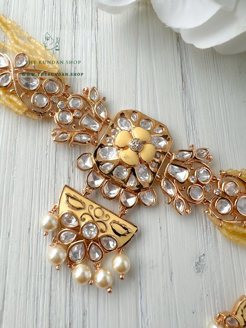 Floral Reflection in Yellow Necklace Sets THE KUNDAN SHOP 