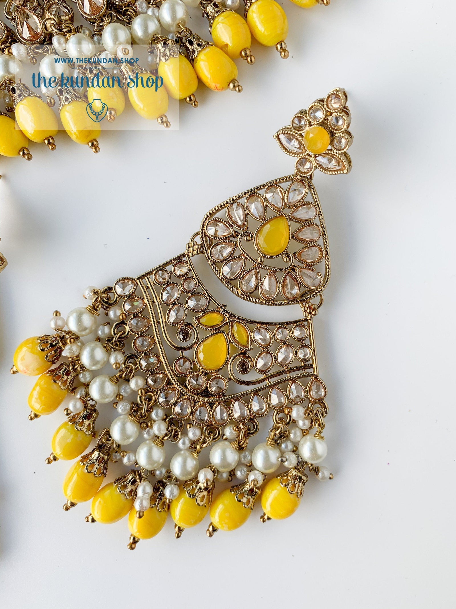 Locked In, In Yellow Necklace Sets THE KUNDAN SHOP 