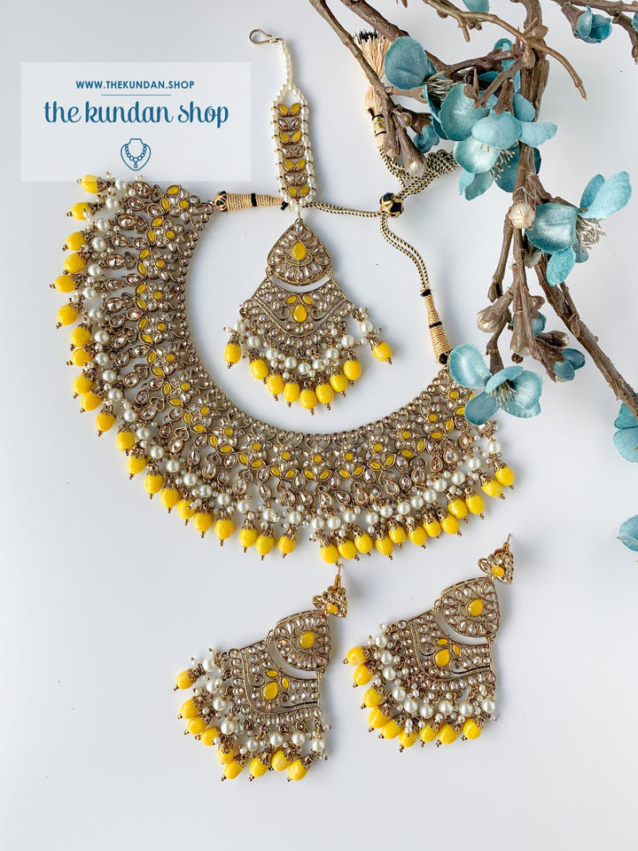 Locked In, In Yellow Necklace Sets THE KUNDAN SHOP 