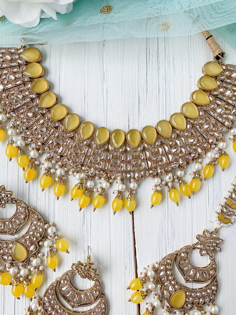 Audacious in Yellow Necklace Sets THE KUNDAN SHOP 