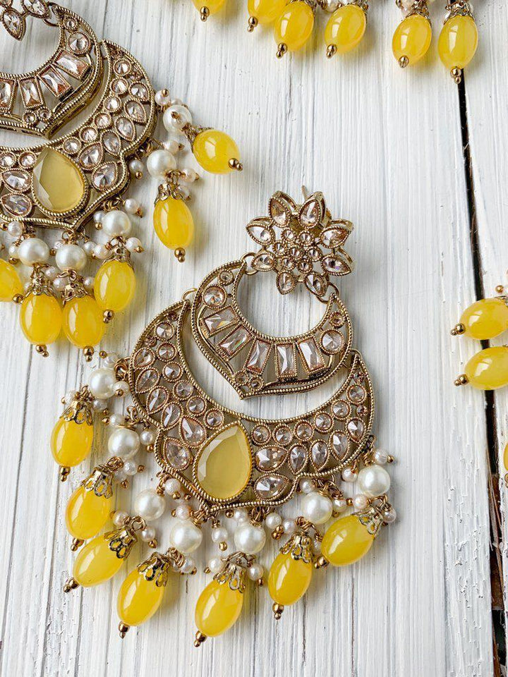 Audacious in Yellow Necklace Sets THE KUNDAN SHOP 
