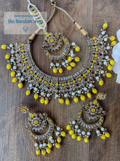 Complexed in Polki, in Yellow Necklace Sets THE KUNDAN SHOP 