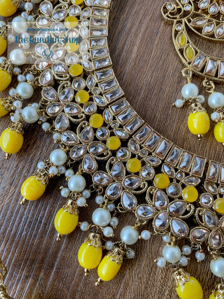 Complexed in Polki, in Yellow Necklace Sets THE KUNDAN SHOP 