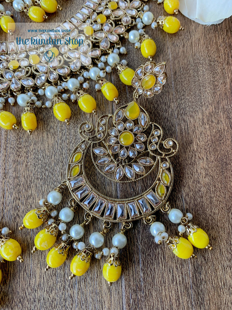 Complexed in Polki, in Yellow Necklace Sets THE KUNDAN SHOP 