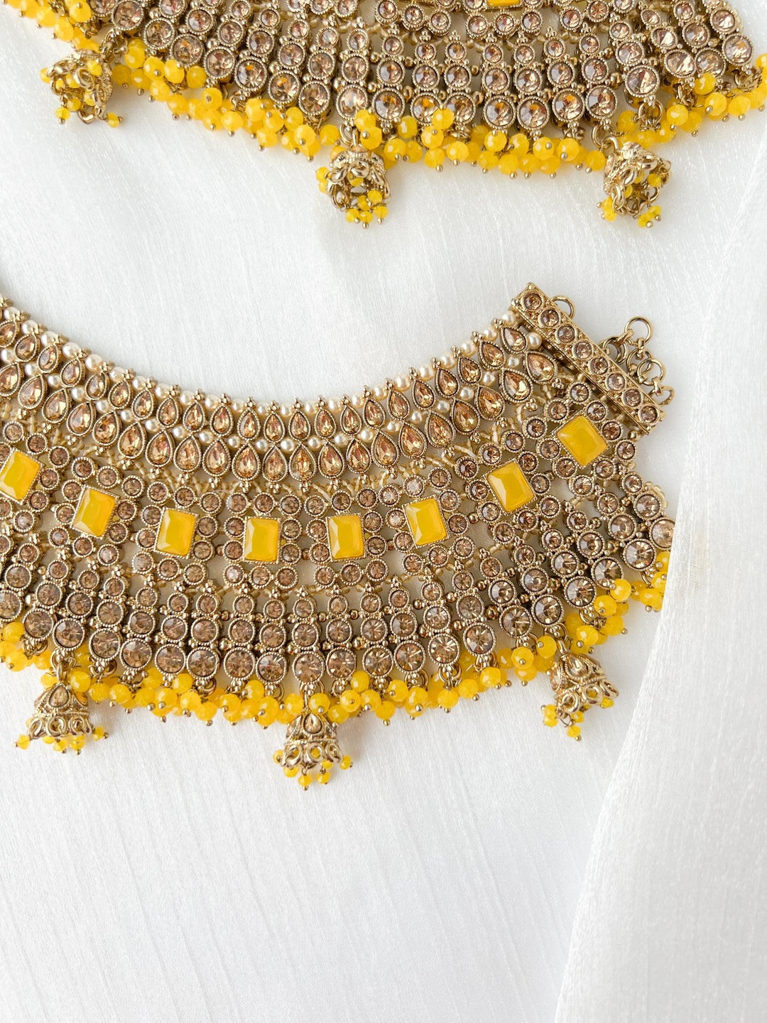 Bold in Polki & Stone in Yellow - Anklets Anklets THE KUNDAN SHOP 